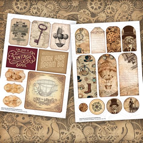 Vintage Steampunk Junk Journal Printable Kit Digital Etsy Canada