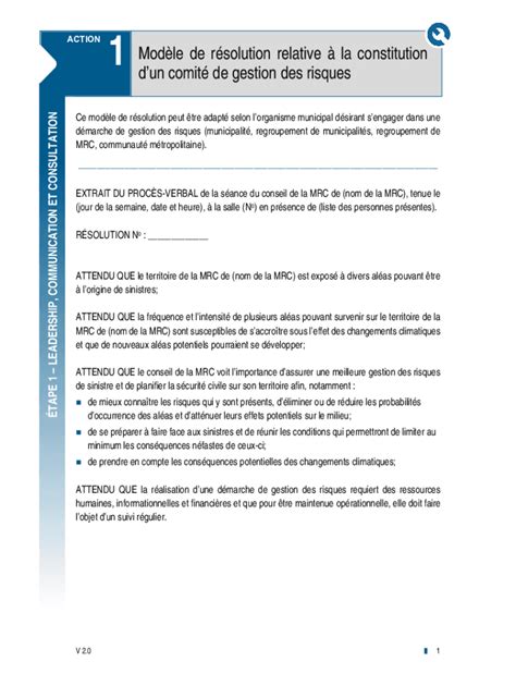 Fillable Online Modle De Rsolution Relative La Constitution D Un Comit