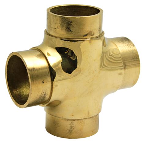 Brassfinders 881 20 Flush Cross Fitting For 2 Diameter Tubing Unlacquered Polished Brass