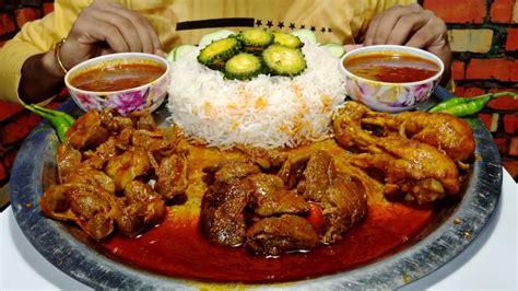 Spicy Chicken Liver And Gizzard Kosha With Basmati Rice Eating Oily