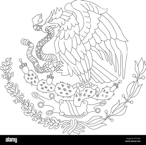 Mexican Coat Arms With Eagle And Snake Mexican Coloring Flag Emblem