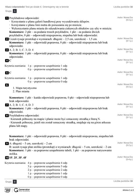 Test Po Dziale Orientujemy Si W Terenie Klucz Odpowiedzi Strona