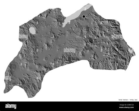 Shape Of Burdur Province Of Turkey With Its Capital Isolated On White