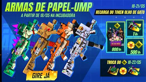 FREE FIRE AO VIVO NOVA INCUBADORA ARMAS DE PAPEL UMP YouTube