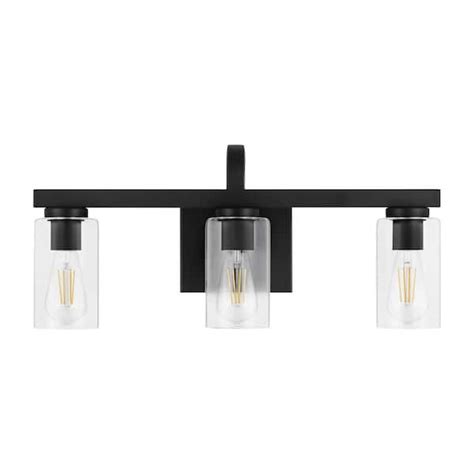 Kendall Manor 22 In 3 Light Matte Black Bathroom Vanity Light With