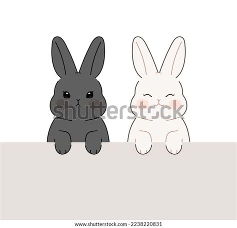 Two Cute Bunnies Appeared On Wall Stock Vector Royalty Free 2238220831 Shutterstock