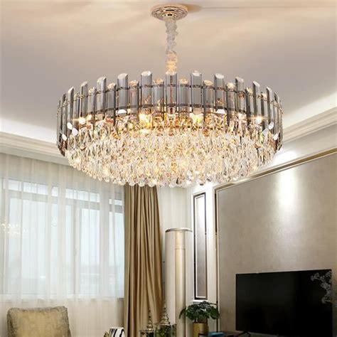 LUVODI Lustre Salon Cristal Moderne Suspendu Luminaire Plafonnier LED