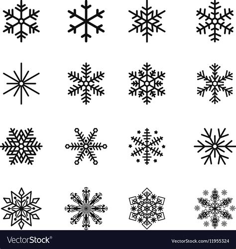 Snowflake icons silhouette Royalty Free Vector Image