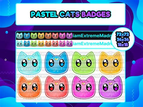 Sailor Moon Pastel Cat Twitch Sub Bit Badges Discord Emotes Etsy