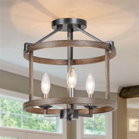 Farmhouse 3 Light Drum Cage Semi Flush Mount Ceiling Lights On Sale Bed Bath And Beyond 23440798