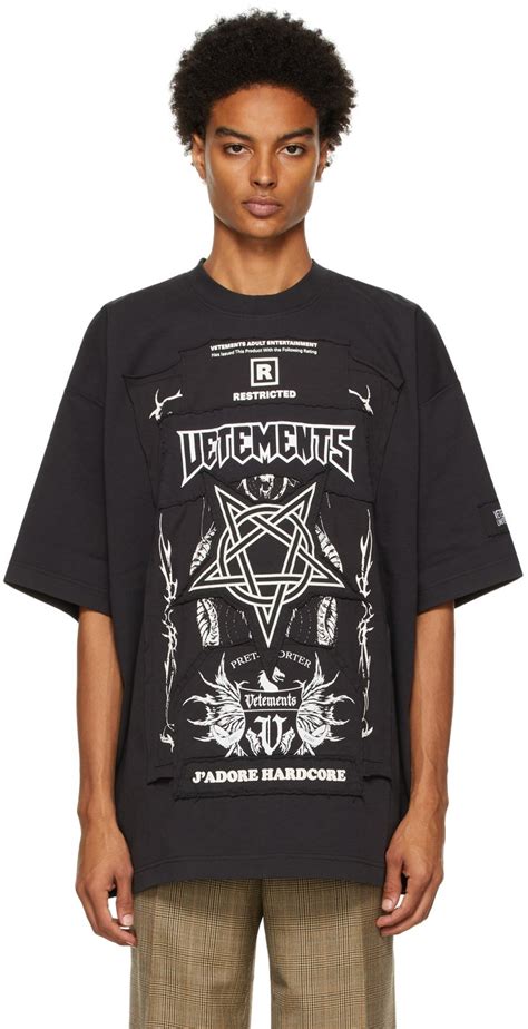 Vetements Black Limited Edition Hardcore Patched Logo T Shirt Vetements