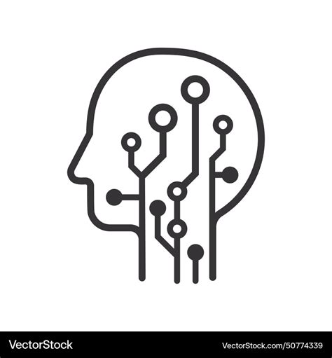 Man Ai Automation Line Icon Royalty Free Vector Image