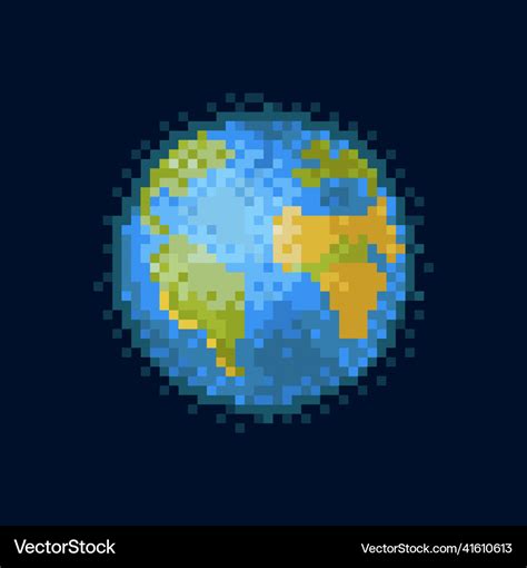 Earth Pixel Art Solar System Planet World Globe Vector Image