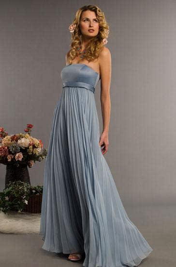 Slate Strapless Full Length Belt Chiffon Matte Satin Bridesmaid Dress Prlog