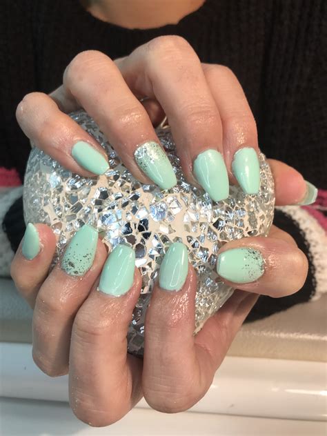 Mint Green And Silver Nails