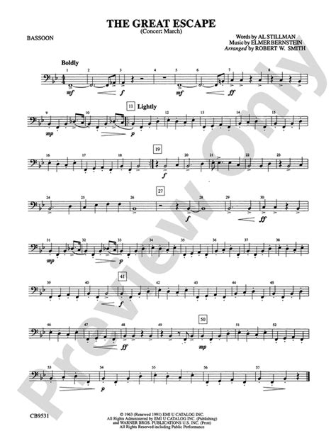 The Great Escape March Bassoon Bassoon Part Digital Sheet Music Download