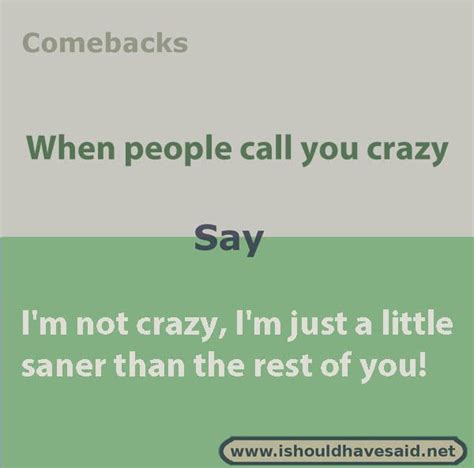 Use Our Great Comebacks If Someone Calls You Crazy Check Out Our Top