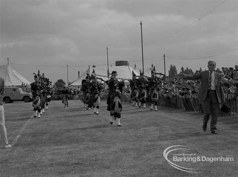 Dagenham Town Show 1967 Showing Bagpipers From Highland Pipe Band 57th