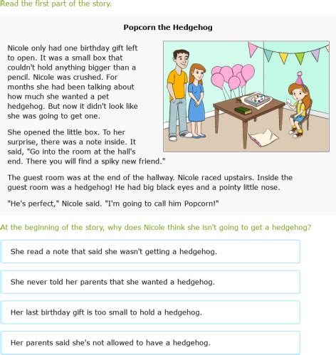 Ixl Read Realistic Fiction With Illustrations Grade English