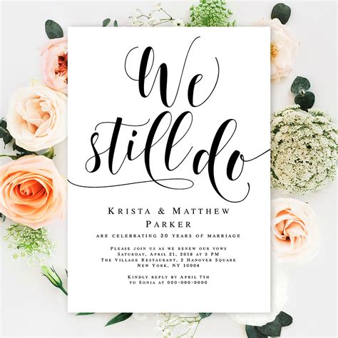 Wedding Invitations Editable Template Wedding Vow Renewal Etsy