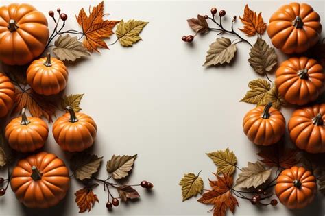 Premium Photo | Halloween background concept Autumn leaves and Halloween pumpkins on white ...