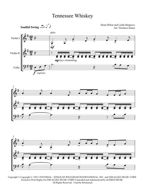 Tennessee Whiskey Arr Veronica Joines By Chris Stapleton Sheet Music