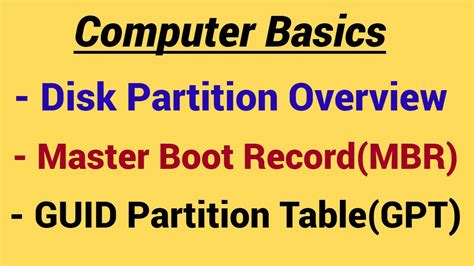 Hard Disk Partition Master Boot Record Guid Partition Table Youtube