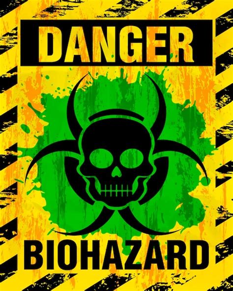 Premium Vector Danger Biohazard Warning Label Sign Gas Mask Icon