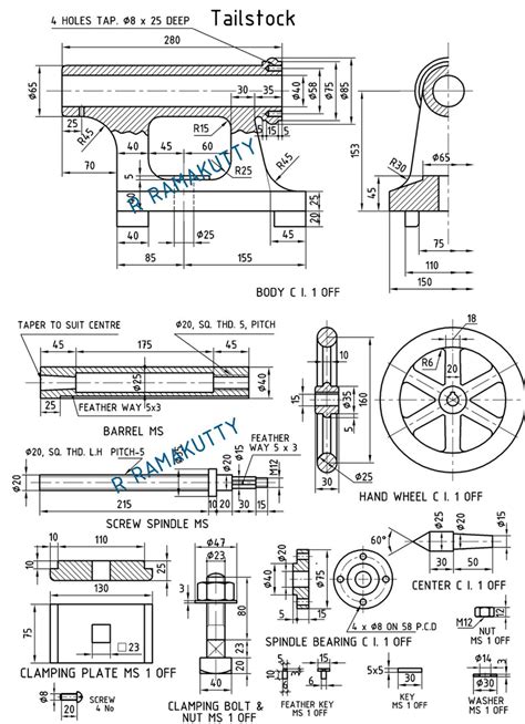 Lathe Machine Drawing Top View