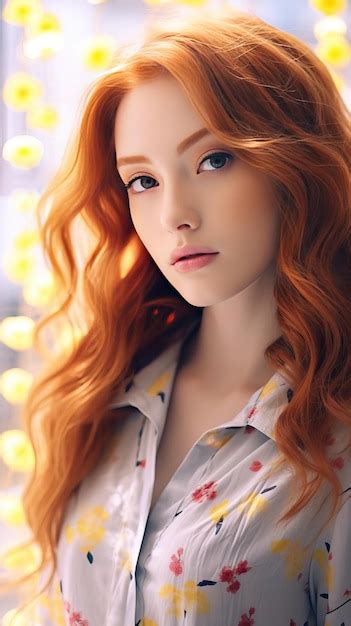 Premium Ai Image Beautiful Woman With Long Red Curly Hair Red Head