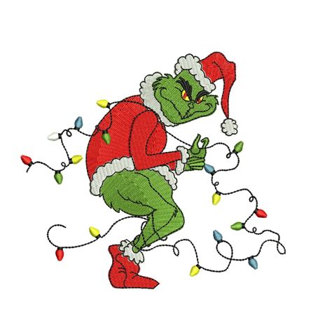 Christmas Lights Grinch Embroidery Design Nextembroidery