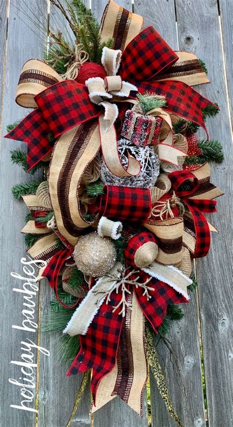 Christmas Wreath Christmas Buffalo Plaid Wreath Rustic Christmas