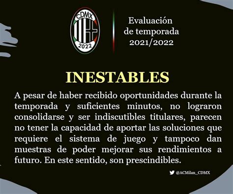 Ac Milan Club Cdmx On Twitter Jugadores Inestables Https