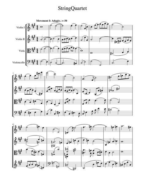 String Quartet Sheet Music For Violin Viola Cello String Quartet