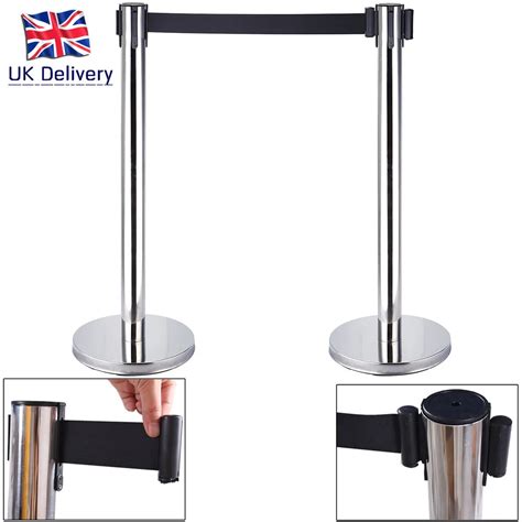 UK LG 2 Retractable Queue Line up Barriers Stanchions Way Security ...