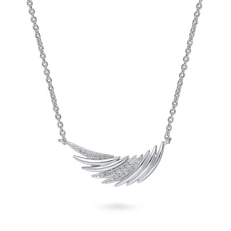 Sterling Silver Angel Wings Cz Fashion Pendant Necklace N1664 01 Berricle