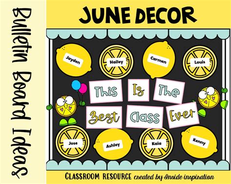 Lemon Themed Monthly Classroom Decor Bulletin Board Idea June Etsy