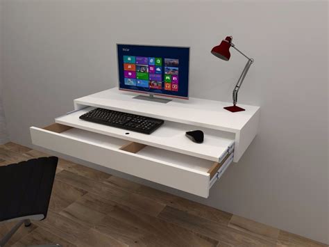 Escritorio Flotante Con Balda Y Cajon Extraible Floating Desk With