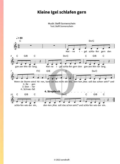 Kleine Igel Schlafen Gern Steffi Sonnenschein Piano Sheet Music OKTAV