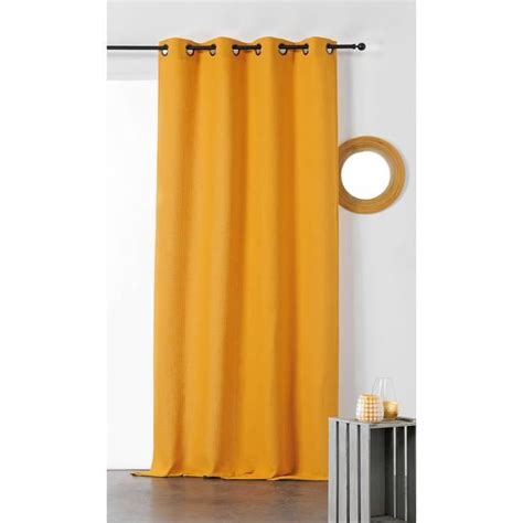 Rideau En Nid D Abeille Jaune 140 X 245 Cm Cdiscount Maison