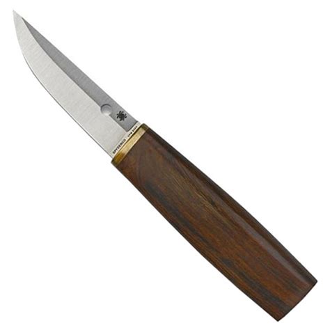 Spyderco Puukko Ironwood Plain Edge With Leather Sheath Fixed Blade