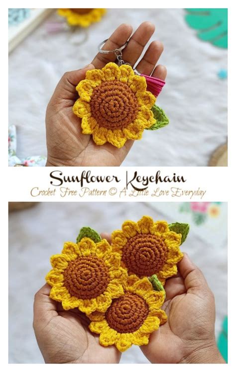 Sunflower Keychain Crochet Free Pattern Crochet Knitting In 2023