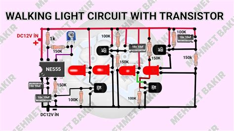 Led Chaser Circuit Bc557 Transistör Bc547 Transistör Ne555 Entegre Yürüyen ışık Devresi