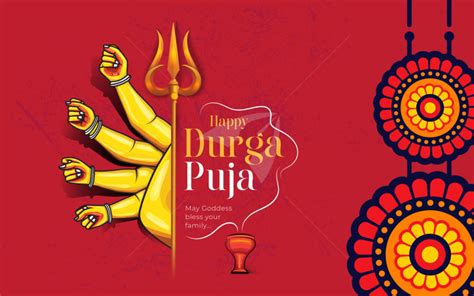 Happy Durga Puja Greeting Background Template Photo Vectorjungal