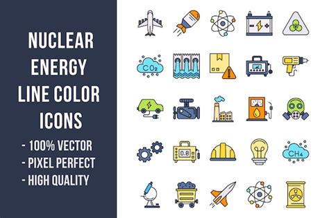 Premium Vector Nuclear Energy Line Color Icons