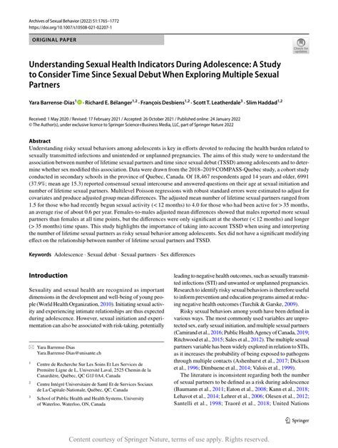 Understanding Sexual Health Indicators During Adolescence A Study To