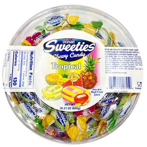 Bonart Fruit Chewy Candy Assorted Tropical Flavors- Mini Chewy Mixed Fruit Candy, 28.21 Oz ...