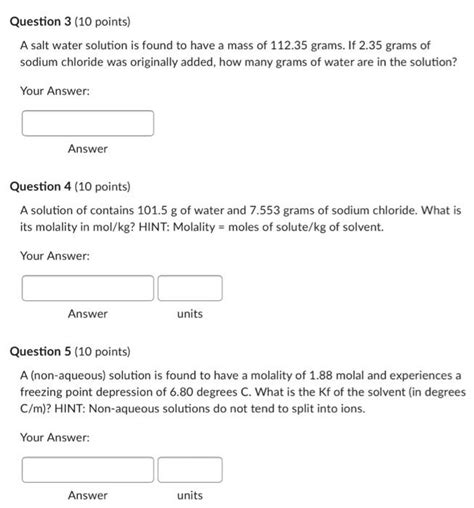 Solved Question 3 10 Points A Salt Water Solution Is Found