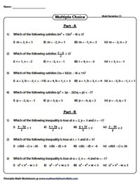 Identifying Parts Of An Algebraic Expression Worksheet Worksheet