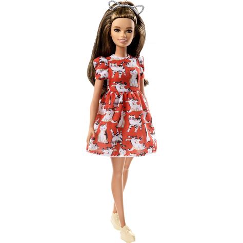 Barbie Fashionistas Doll, Petite Body Type Wearing Kitty Dress – BrickSeek